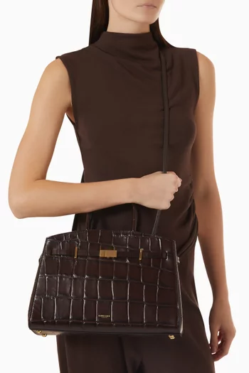 Medium Hudson Top-handle Bag in Croc-effect Leather