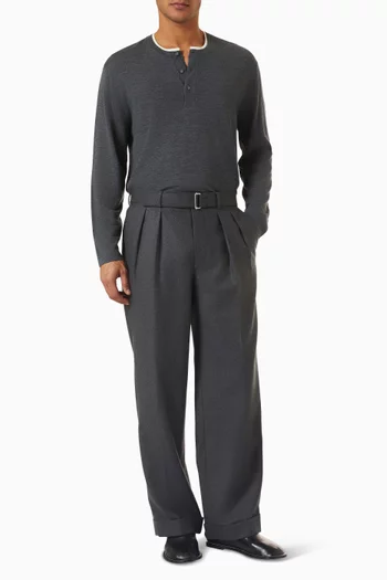 Bahi Henley T-shirt in Wool-silk