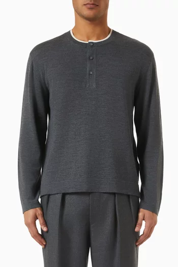 Bahi Henley T-shirt in Wool-silk