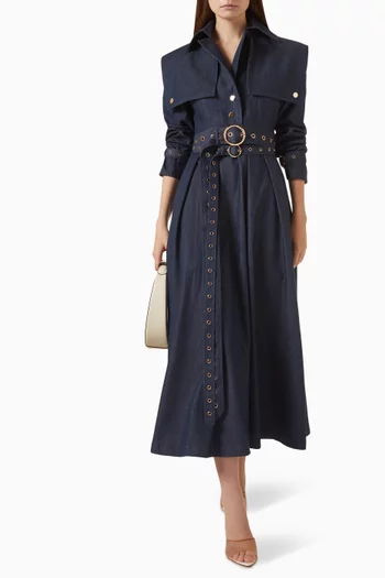Ela Belted Dress in Denim