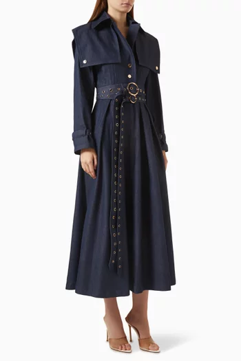Ela Belted Dress in Denim