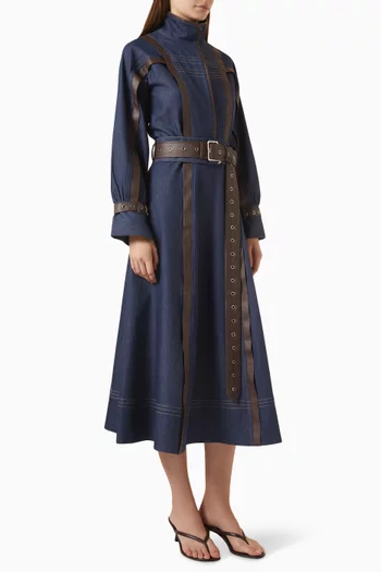 Kalea Belted Dress in Denim