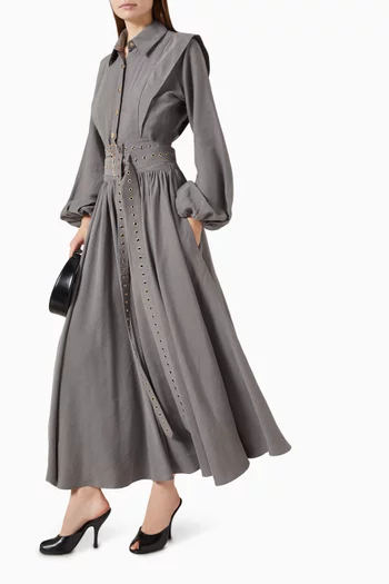 Luche Brick Dress in Linen Blend
