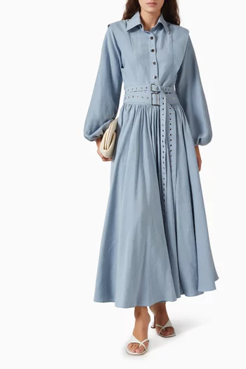 Luche Double-belt Shirt Dress
