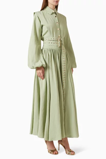 Luche Belted Dress in Linen