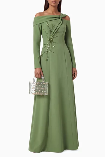 Off-shoulder Gown in Crepe
