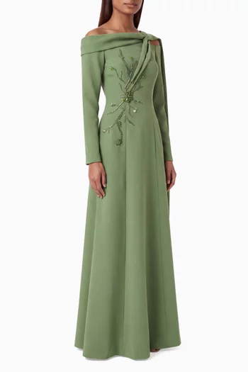 Off-shoulder Gown in Crepe
