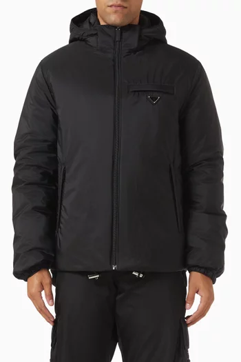 Hooded Puffer Jacket in Re-Nylon