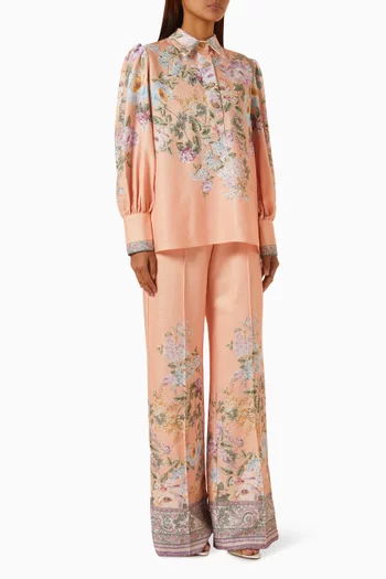 Floral-print Shirt & Pants Set