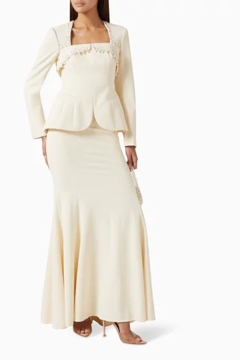 Embellished Square-neck Blazer Top