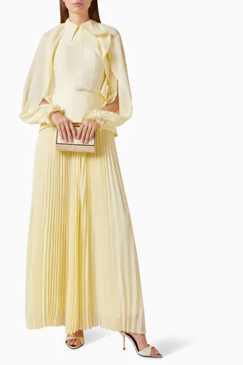 Pleated Ruffle Maxi Dress