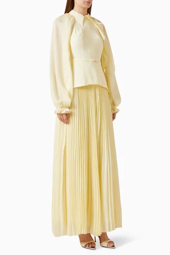 Pleated Ruffle Maxi Dress