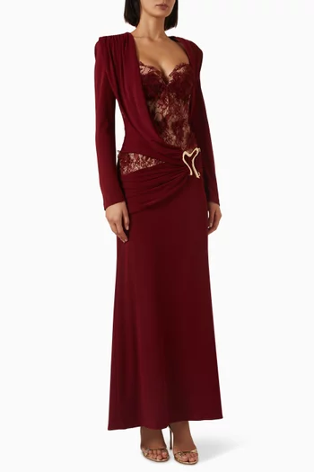 Lace Bodice Draped Gown