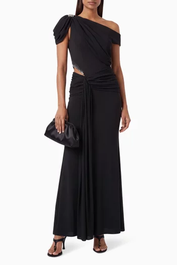 Crystal Cut-out Draped Maxi Dress
