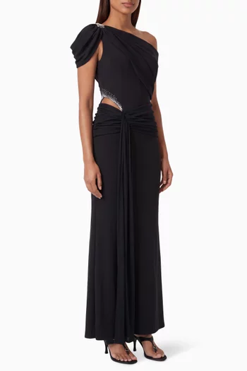 Crystal Cut-out Draped Maxi Dress