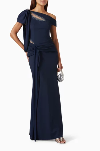 Crystal Cut-out Draped Maxi Dress
