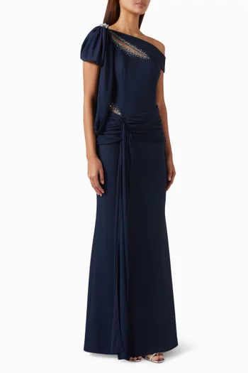 Crystal Cut-out Draped Maxi Dress