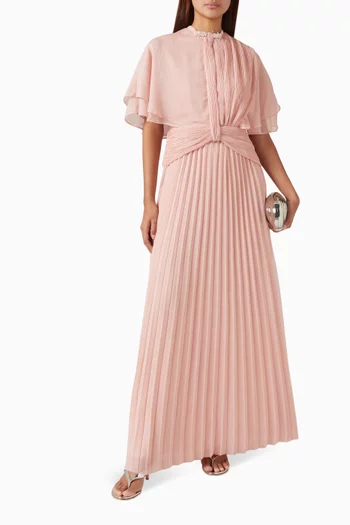 Pleated Maxi Dress in Chiffon