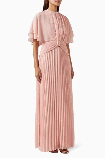Pleated Maxi Dress in Chiffon