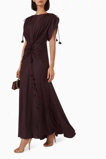 Ruched Waist Draped Maxi Dress