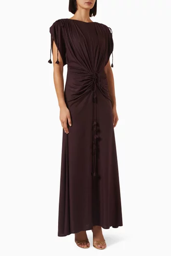 Ruched Waist Draped Maxi Dress