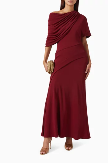 One-shoulder Draped Maxi Dress