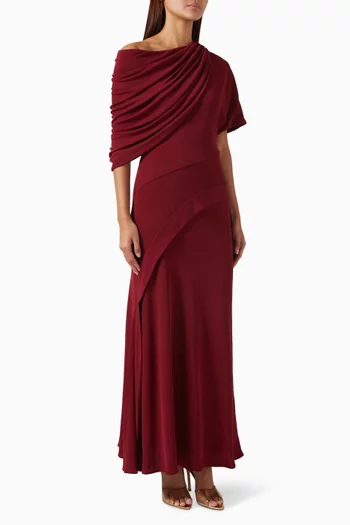 One-shoulder Draped Maxi Dress