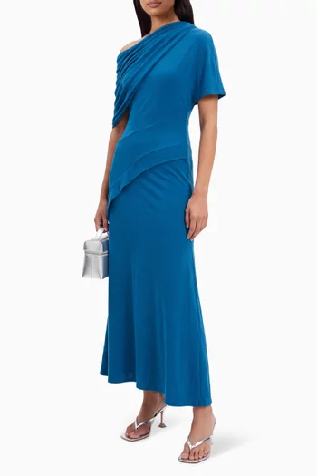 One-shoulder Draped Maxi Dress