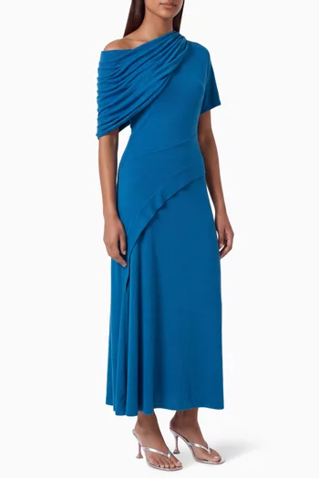 One-shoulder Draped Maxi Dress