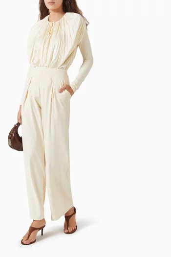 Gathered Top & Pants Set in Satin