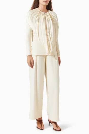 Gathered Top & Pants Set in Satin