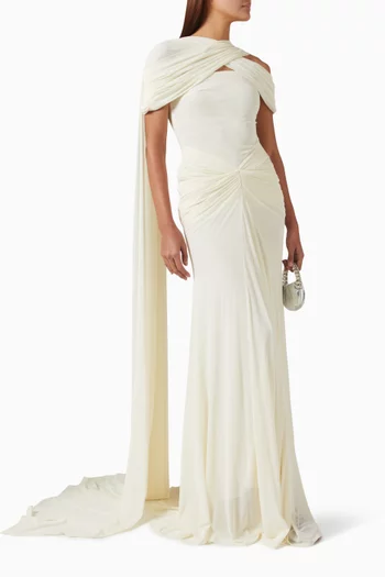 Alia Strapless Cape Gown in Soft Jersey