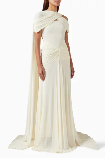Alia Strapless Cape Gown in Soft Jersey