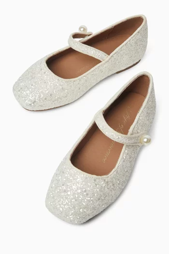 Gloria Glitter-embellished Ballerinas in Leather