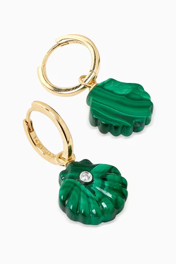 Carved Malachite Venus Drop Earrings in 14kt Gold
