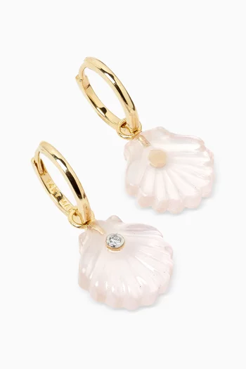 Carved Venus Shell Drop Earrings in in 14kt Gold