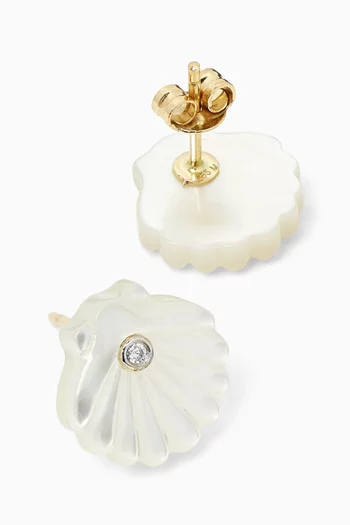 Mother-of-Pearl Venus Shell Earrings in 14kt Gold