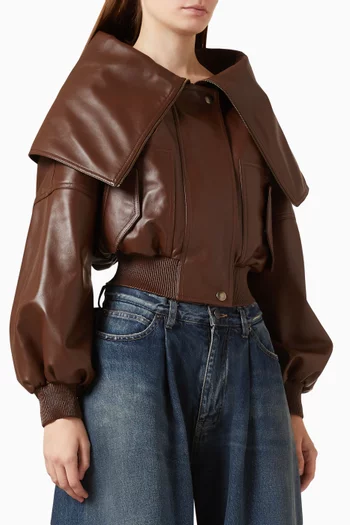 Wrap Collar Blouson Jacket in Lambskin