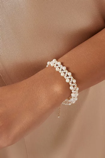 سوار دانة مزين باللؤلؤ ذهب عيار 18
