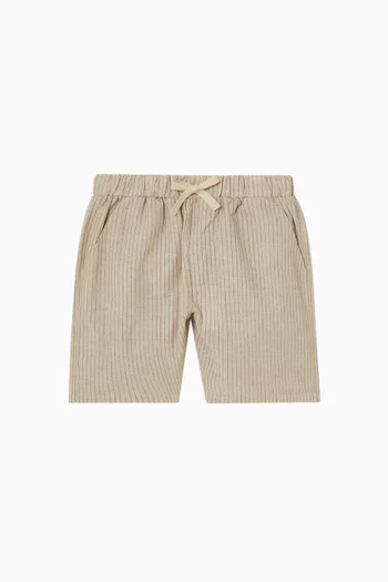 Evan Stripe Shorts in Cotton-linen Blend