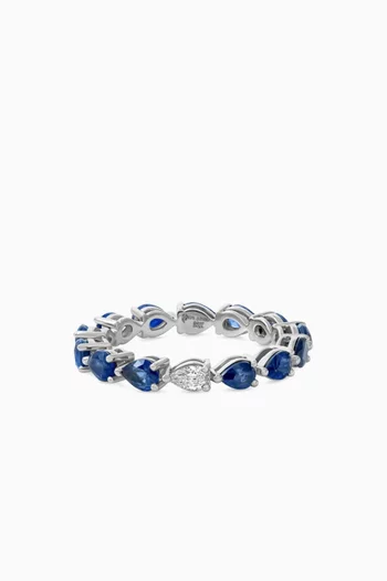 Odd One Out Sapphire & Diamond Ring in 18kt White Gold