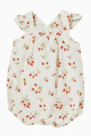 Poppy Strawberry Print Romper