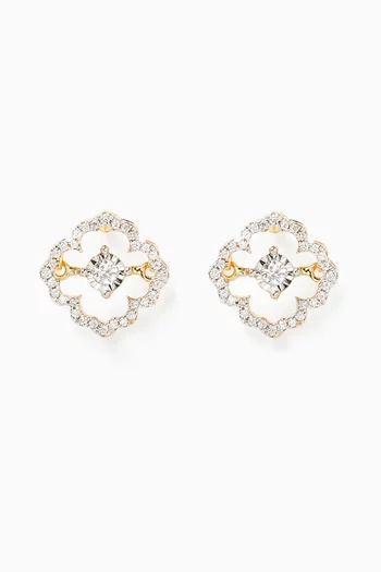 Dancing Diamond Flower Earrings in 18kt Gold