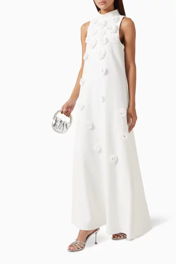 Solenne Floral-embellished Halter Dress