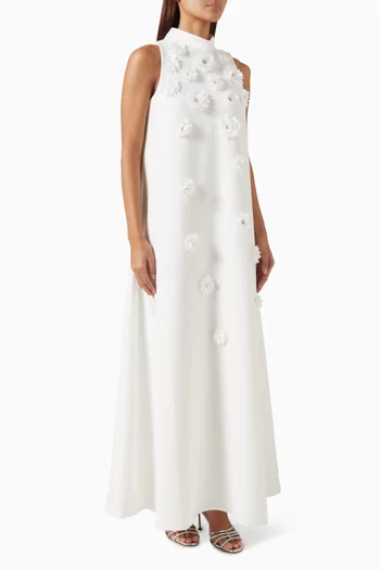 Solenne Floral-embellished Halter Dress