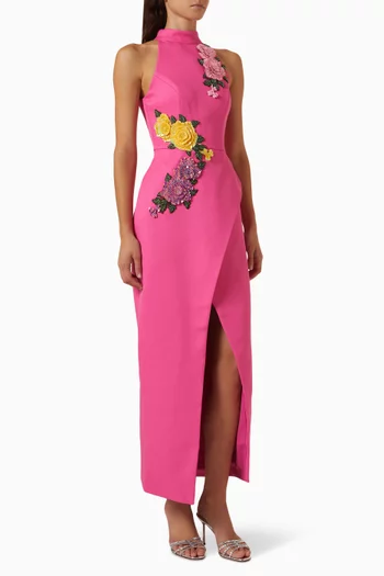 Laurentia Halter Dress in Crepe