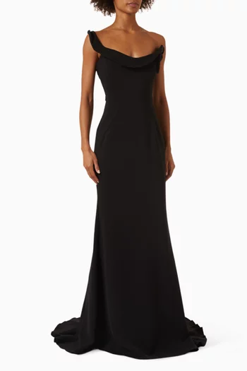 Rosette Mermaid Gown in Crepe