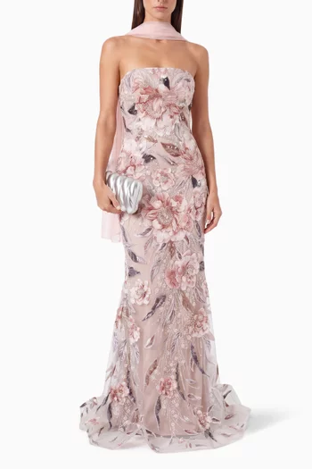 Floral Sequin Mermaid Gown