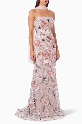 Floral Sequin Mermaid Gown