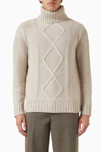 Antho Cable Turtleneck Sweater in Cashmere